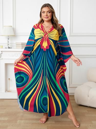 Image of Kaftan Dress for Women - Plus Size Caftan Maxi Beach Dress Moo Moos Loungewear, Swimsuit Cover Up for Beach, Pool or Vacation