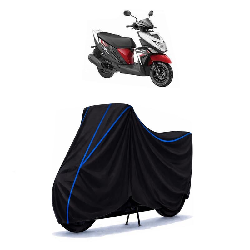 Image of Scooty Cover Water Resistant for ZR 110 | Universal Scooter & Bike Cover | Heavy Duty UV Protection | Dust, Rain & Scratch Protection | Elastic Fit All Weather Indoor Outdoor | Black with Blue Piping