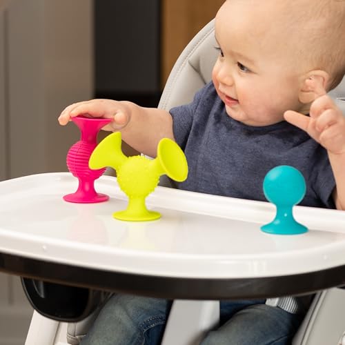 Image of Fat Brain Toys pipSquigz, Sensory Baby Toys 6 Months Plus, Rattle Suction Cup Toy