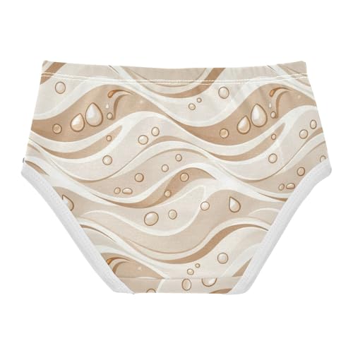Waves Water Droplets Beige Toddler Cotton Underwear, Cotton Underwear Girls, 2T–8 Years2