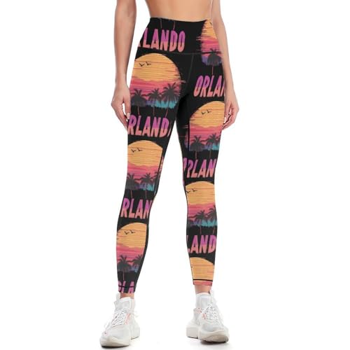 Orlando Sunset Palm and Trees Women's Yoga Pants Lounge