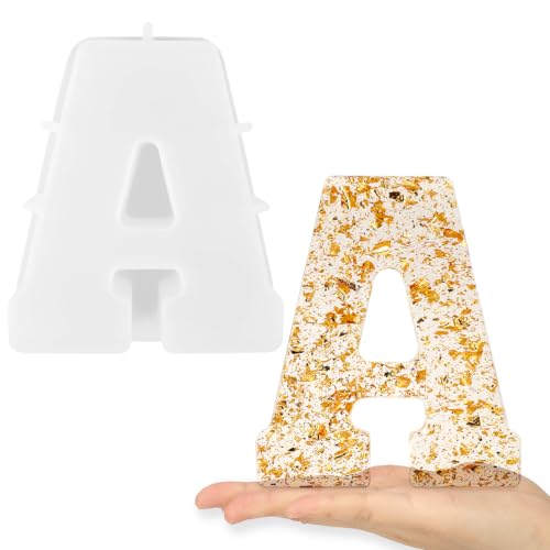 Gartful 7 Inch Large Letter Molds for Resin 3D A Capital Alphabet Epoxy Resin Mold A to Z Thick Resin Letter Molds for Making Letters Word Sign Art DIY Crafts Making Cake Party Home Decor