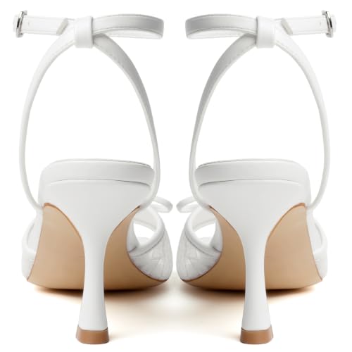 Image of Mostrin Chunky Heels for Women Round Open Toe Strappy Heeled Sandals Ankle Strap Dressy Block Low Heels for Party Wedding Prom Daily