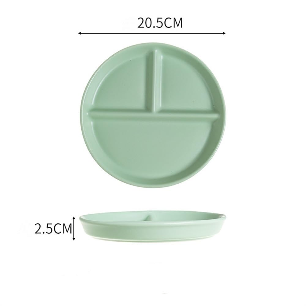 Assiettes divisées pour la Maison, Assiettes à dîner divisées créatives 20,5 x 2,5 cm (Vert 20,5 x 2,5 cm)