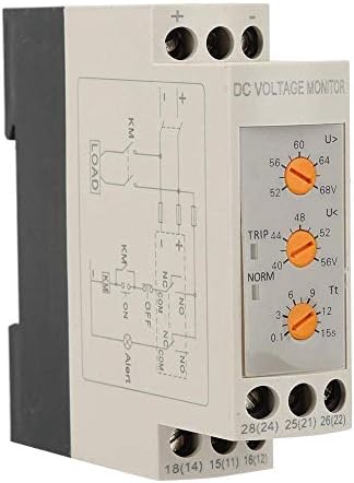 Voltage Monitoring Relay DC 12V/24V/36V/48V Over-Voltage and Under-Voltage Protection Relay 35MM Guide Rail 13-17V 10-14V(DC48V)