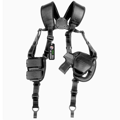 Alien Gear ShapeShift Shoulder Holster - Black Leather, Concealed/Open Carry - Custom Fit for Your Gun (Select Pistol Size) - Right/Left Hand - Made in USA - Comfortable, Adjustable, Vertical Holster