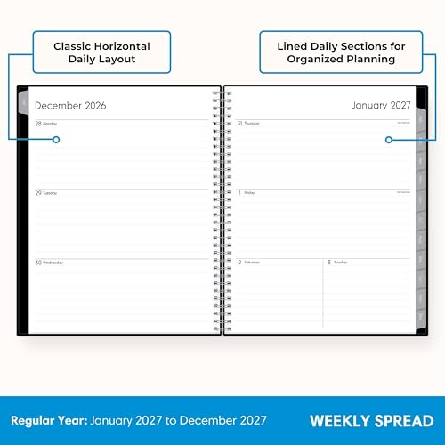 Image of Blue Sky 2027 Weekly and Monthly Planner Calendar, Includes January 2027 - December 2027, 8.5 inch x 11 inch, Flexible Cover, Wirebound, Laminated Tabs, Storage Pocket, Enterprise
