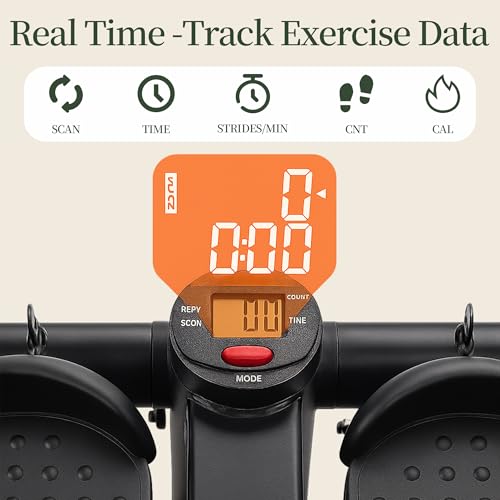 Mini Stair Steppers with Resistance Bands for Exercise at Home, Portable Exercise Twist Stepper Machine for Full Body Workout, Hydraulic Fitness Stepper with LCD Monitor, Black