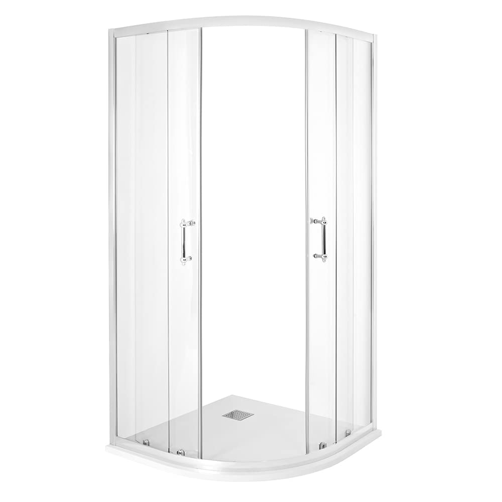 Milano White Langley Chrome Reversible Quadrant Shower Enclosure Tray - 900Mm X 900Mm