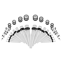 Longbeauty Ohr Dehnung Set 36-teilig - 10-20mm Acryl Tapers & Silikon Tunnels