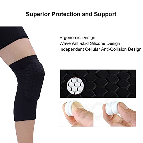 Knee Pads Honeycomb Short Knee Support Basketball Knee Guard Baseball Knee Brace Compression Sleeve Collision Avoidance Kneepad Running Volleyball Football All Contact Sports Youth & Adult (6Pair) #TOP4