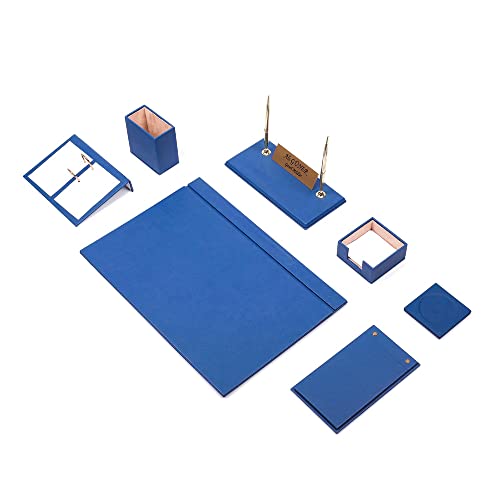 Ensemble de bureau en cuir bleu pour ranger et protéger votre table de travail