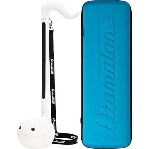 Image of Otamatone Deluxe White Musical Instrument Toy and Blue Portable Case Bundle Set