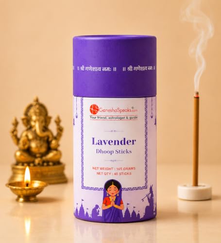 Image of GaneshaSpeaks Bambooless Dhoop Sticks with Lavender Fragrance | 40 Pieces | Handcrafted by Skilled Artisans | Eco-Friendly | Pure Aroma | Free Ceramic Stand