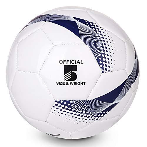 TianCheng Balón de fútbol de PVC y EVA tamaño 5, suave, ligero, adecuado, tamaño 5, entrenamiento profesional, equipo de club para interiores y exteriores, pelota de fútbol 5 azul