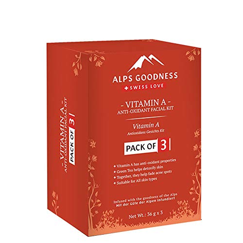 Alps Goodness Vitamin A Anti-Oxidant Facial Kit – Pack Of 3 (36 G X 3) – Evens Detoxify Skin & Rich In Anti-Oxidant Properties – Cruelty Free