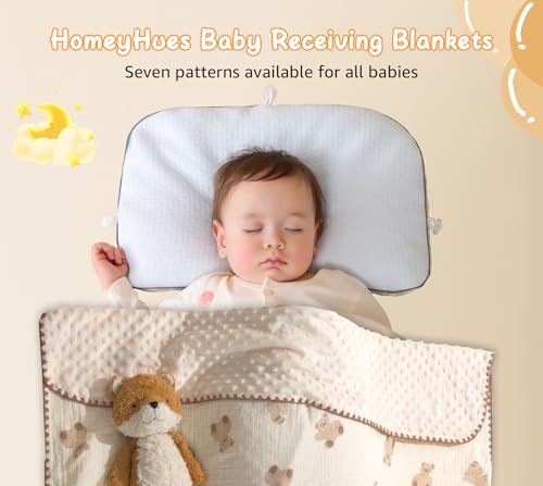 Image of Baby Blanket 40x40 Inches,Muslin Cotton and Minky Dotted Double Layer Soft Receiving Blanket for Newborn Toddler,Bear