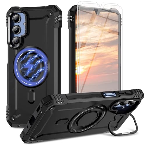 Bonkier for Samsung Galaxy A36 5G Phone Case [Compatible with Magsafe] [15 FT Military Grade Drop Protection] with Screen Protector & Lens Protector Heavy-Duty Shockproof Case for Galaxy A36(J Black)
