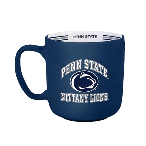Image of Logo Brands NCAA Penn State Nittany Lions 15 oz Stripe Coffee Mug - Vintage Team Logo, Inside Print & Stripes, Microwave & Dishwasher Safe- Great Gift For Fans & Alumni