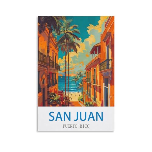 Toile San Juan Porto Rico affiche vintage haut de gamme pour salon