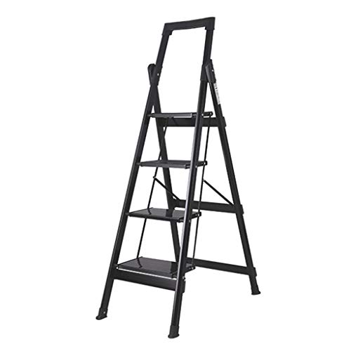 Ménage Échelle de bibliothèque, Échelle de pliage en métal pour entrepôts en plein air Échelle de photographie en plein air Lavable en trois étapes Épaissie (Size : 46.3 * 63.5 * 143CM) Cover