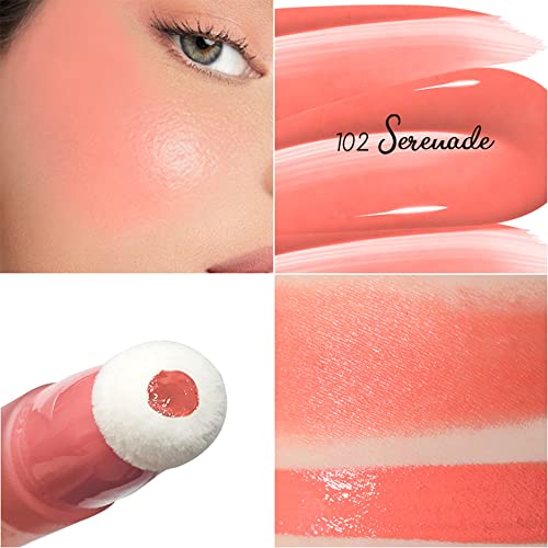 Hot Coral Liquid Blush For Cheek With Cushion Applicator,Kqueenest Smooth Cream Blush For Cheeks,Quick Blend Cheek Tint Blush With Dewy Finish,Light,Long-Wearing Face Blush Wand #TOP1