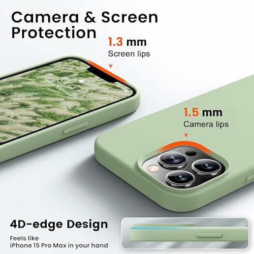 Image of MIDOS Back Cover Compatible with iPhone 14 Pro Max Case Liquid Silicone Full Protection Shock Proof Back Cover for iPhone 14 Pro Max (2022) 6.7 inch (S Green)