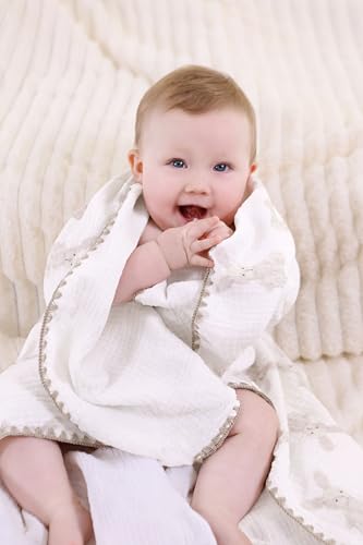 Image of Double Layered 100% Cotton Muslin Baby Blanket Ultra-Soft 40x40 Inch Swaddling Nursery Crib Blanket(Bunny)