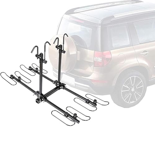 Image of ECOTRIC Rack Hitch Mounted 4 Bikes Platform Style Foldable Bicycles Carrier