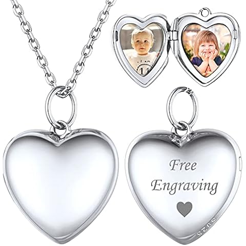 Customised Silver Heart Locket Pendant with Chain Cover