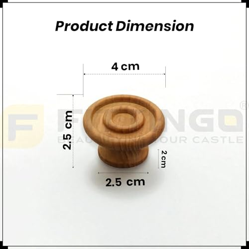 Image of 3 Piece Solid Teak Wood Round Drawer Knob| Natural Finish Wooden Cabinet & Wardrobe Handle | Modern Minimal Furniture Knob for Cupboard, Dresser & Kitchen Drawer -1.5 Inch