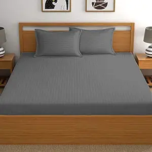 Kuber Industries Lining Design Luxurious Soft Breathable & Comfortable Cotton Double Bedsheet with 2 Pillow Covers, 90