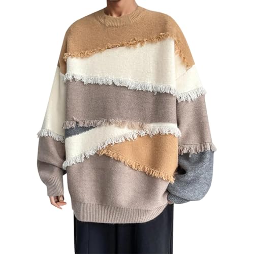 Casual Dress Pullover Sweater Loose Fit Contrast Fringe Soft Glutinous Sheep Knitted Casual Dress Pullover