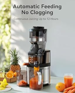 MOKKOM Commercial Cold Press Juicer, 5.9" Large Feed Chute Juice Extractor Machine, High Juice Yield, Slow Masticating Juicer for Whole Vegetables & Fruits, Easy to Clean for home and commercial use