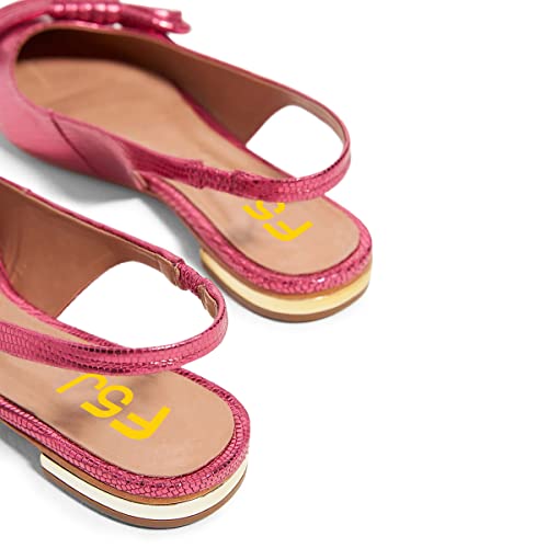 FSJ Women Stylish Pointed Toe Low Heel Flats Slip On Slingback Casual Summer Walking Daily Office Ladies Shoes Size 4-15 US4