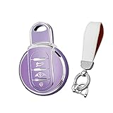 KUNIO ミニ専用 BMW キーケース キーホルダー シリコン tpu MINI クーパー cooper クーパーS クロスオーバー カントリーマ クラブマン Fシリーズ F54 F55 F56 F57 F60 2013-2021 3ボタン 車用 傷防止 パープル