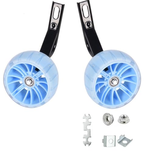 Ruedas de entrenamiento para bicicleta infantil, 14 pulgadas, con luces intermitentes, color azul miniatura 1