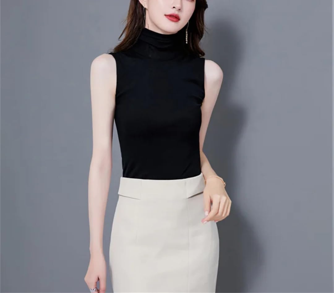 Canotta da donna a collo alto slim basic top estivo canotta aderente