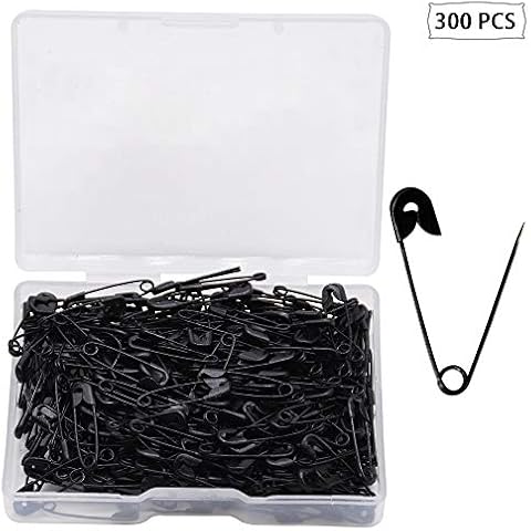 YOFASEN 300 Pieces Safety Pins - Large and Small Safety Pins Nickel Plated Pin - for Clothing Art Craft Sewing Jewelry Making Home Office Use, Black, 18mm Cover