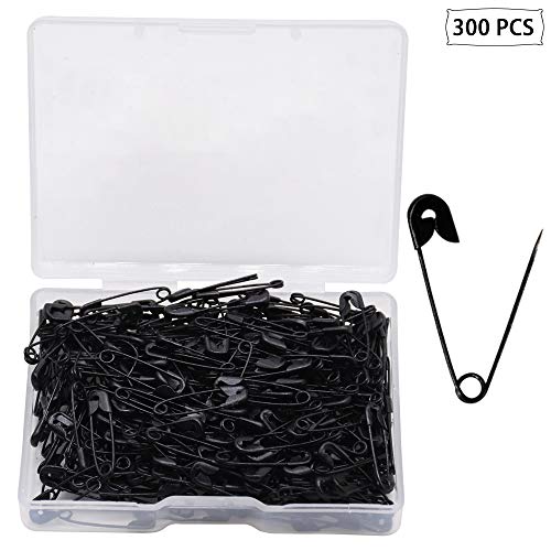 YOFASEN Épingles de sûreté 300 pièces - Épingles à nourrice Petites et Grandes Épingle plaquée Nickel - pour vêtement Art Craft Couture Utilisation pour Le Bureau à Domicile, Noir, 18 mm