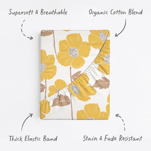 Image of Baby Bassinet Sheets Girl (Poppy Fields) 2-Pack - Fitted Bedside Bassinet Sheets - Buttery Soft Cotton Blend for Standard Bassinet Mattress Pad - Compatible with Halo Bassinest