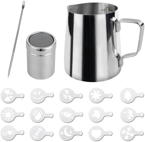 350ml Stainless Steel Milk Jug with Measuring Indicator Barista A...