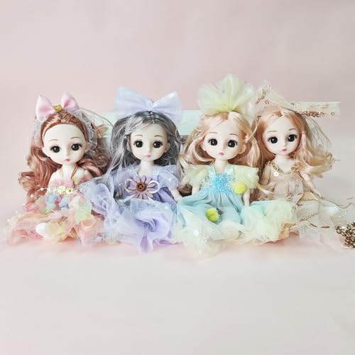 Set de 4 mini muñecas princesas de 6 pulgadas para niñas miniatura 1