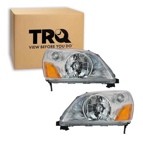 Image of TRQ 2 Piece Headlight Assembly Set Driver & Passenger Side Compatible with 2003-2005 Honda Pilot HO2518105 HO2519105