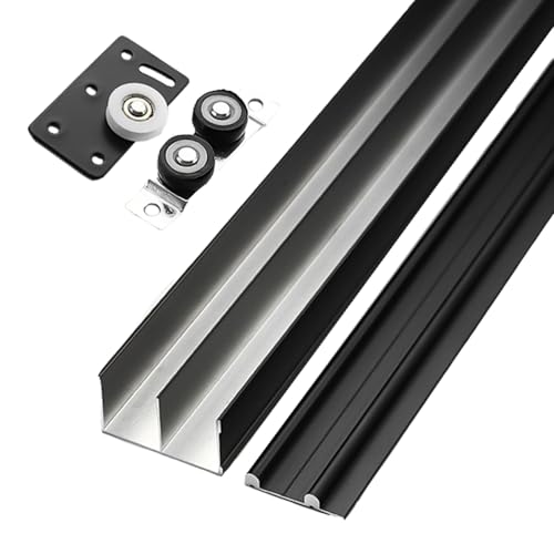 Chaoyilian Rails de Portes coulissantes,Kit Porte coulissante Double Rail de fenêtre,Kit Rail pour Porte De Placard Coulissantes,Fonctionnement Fluide,Antirouille,pour...