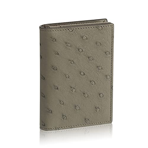 Image of HISCOW Full Grain Leather Business Card Holder Case | Minimalist EDC wallet, gusset holds 25 cards, ID window, fits folded bills, bifold profile, premium gifts for men & women