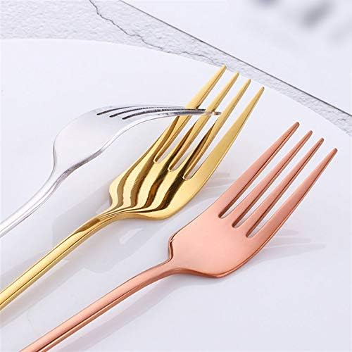 Forks 8 Colors of Stainless Steel Fork Set Colorful Dessert Fork Long Handle Golden Blue Fork Set Hotel Party (Color : F) (H)