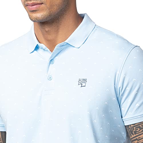 Image of Spykar Men's Slim Fit Polo Neck Half Sleeve Printed Casual T-Shirt