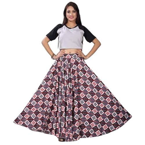 Image of JYESHTA Women's American Crepe Flared A Line Stitched Long Skirt with 12 Mtr Flare 40 in Height | Skirts for Women Long Length | Long Skirts for Girls
