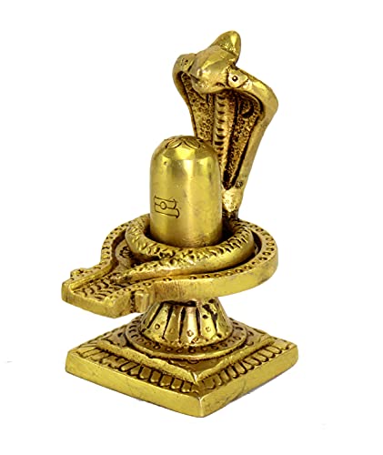 ESPLANADE Brass Shiv Ling Shiva Lingam with Sheshnaag Statue Idol Murti for home temple and Pooja - 4" inches - Image 2
